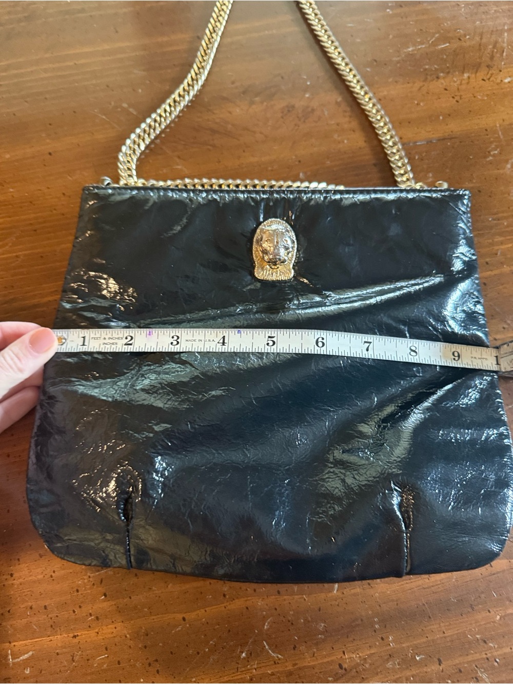 Ruth Saltz Leather Shoulder Bag with Gold Chain - Picture 4 of 5